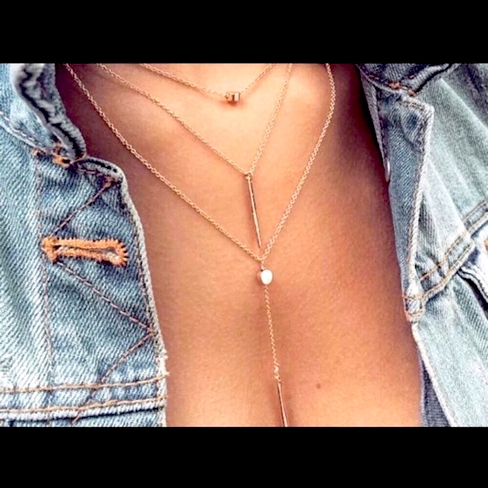 Dazzle Boutique Stella Gold Multiply Layer Rebel Silver Necklace NWOT BEAUTIFUL!
